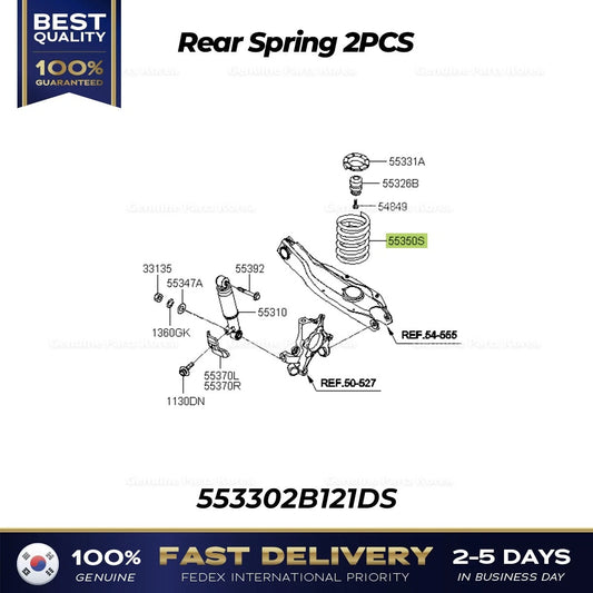 ⭐Genuine⭐ Rear Spring 2PCS 553302B121DS for Hyundai Santa Fe