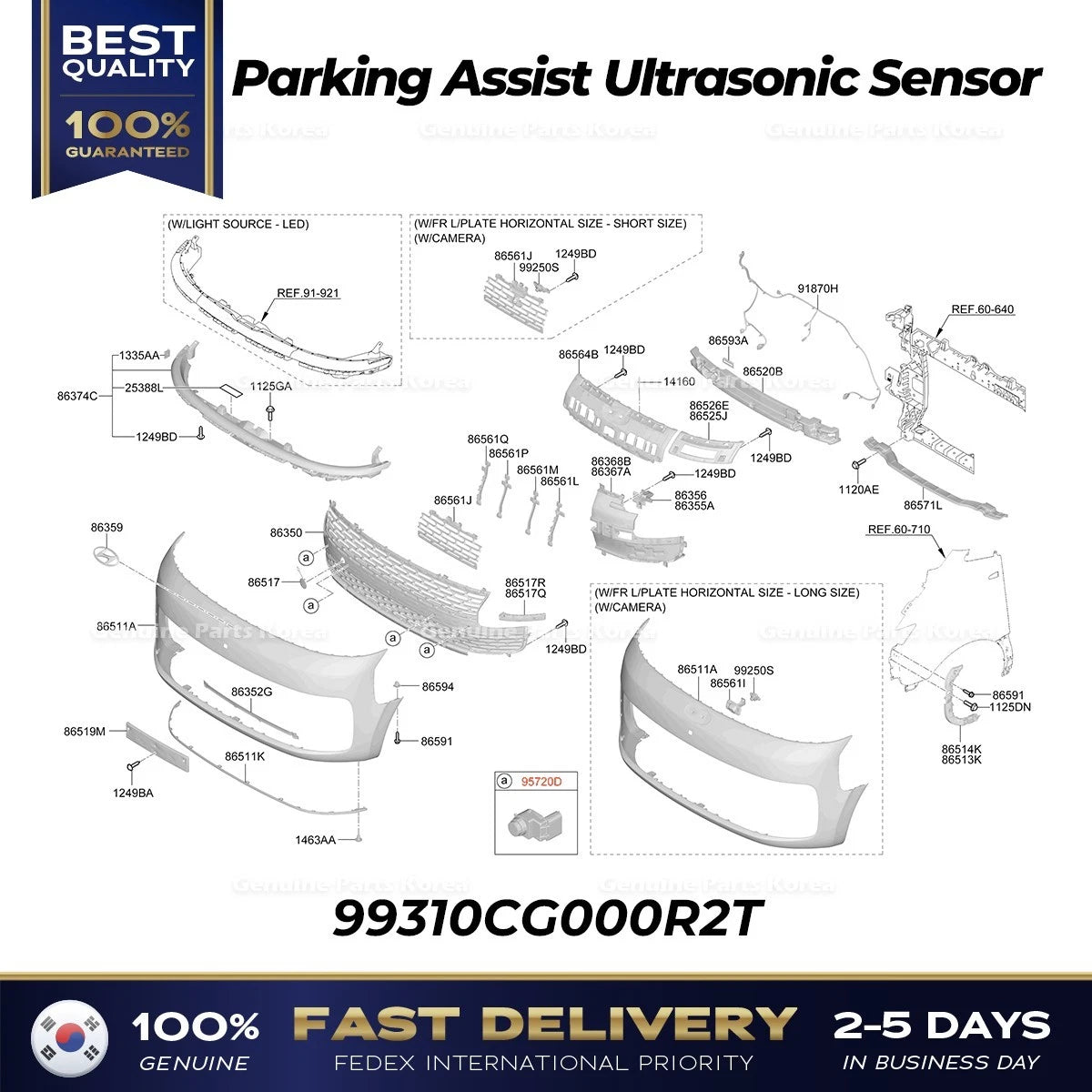 ⭐Genuine⭐ Parking Assist Ultrasonic Sensor 99310CG000R2T for Hyundai Staria