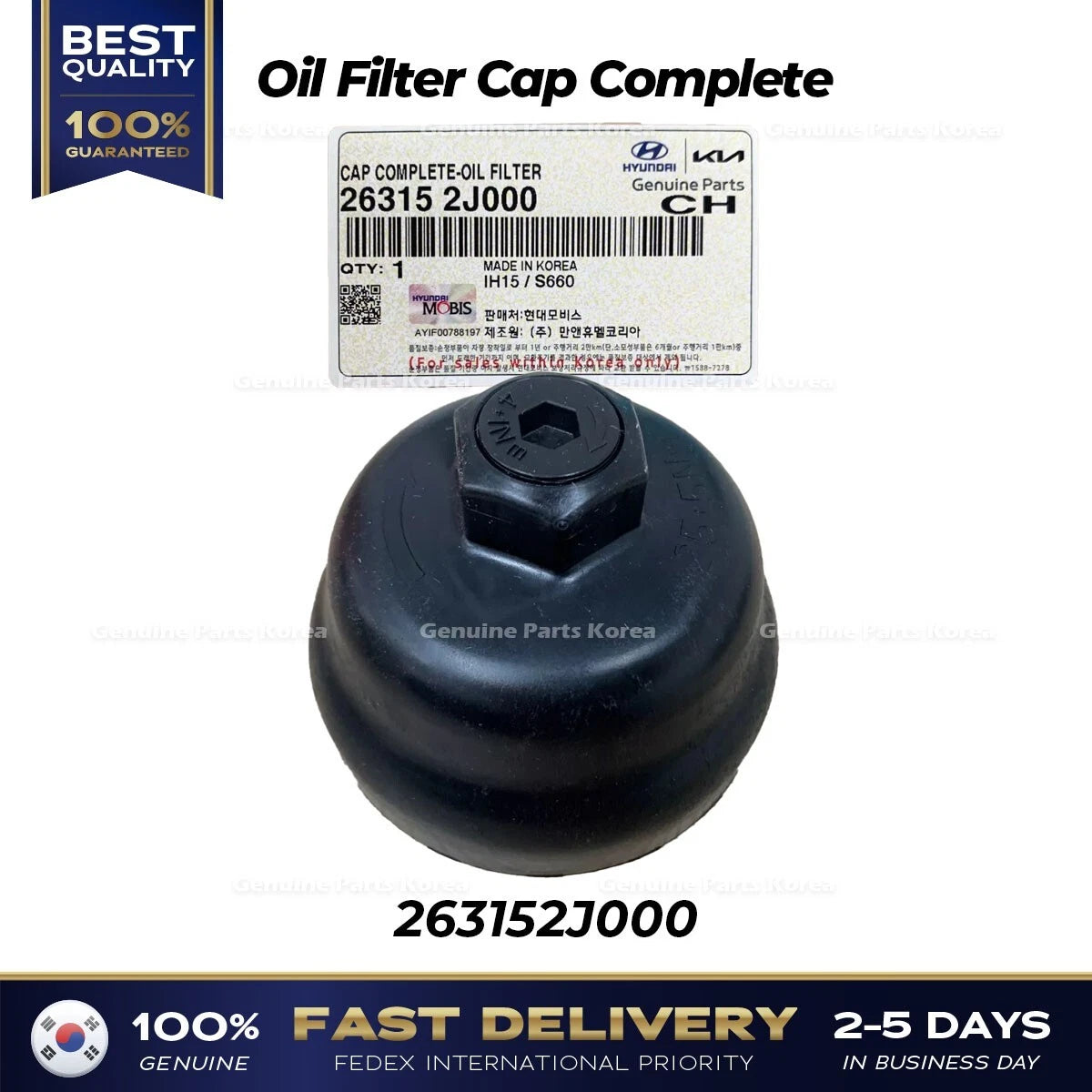 ⭐Genuine⭐ Oil Filter Cap Complete 263152J000 for Hyundai Elantra Kia K5