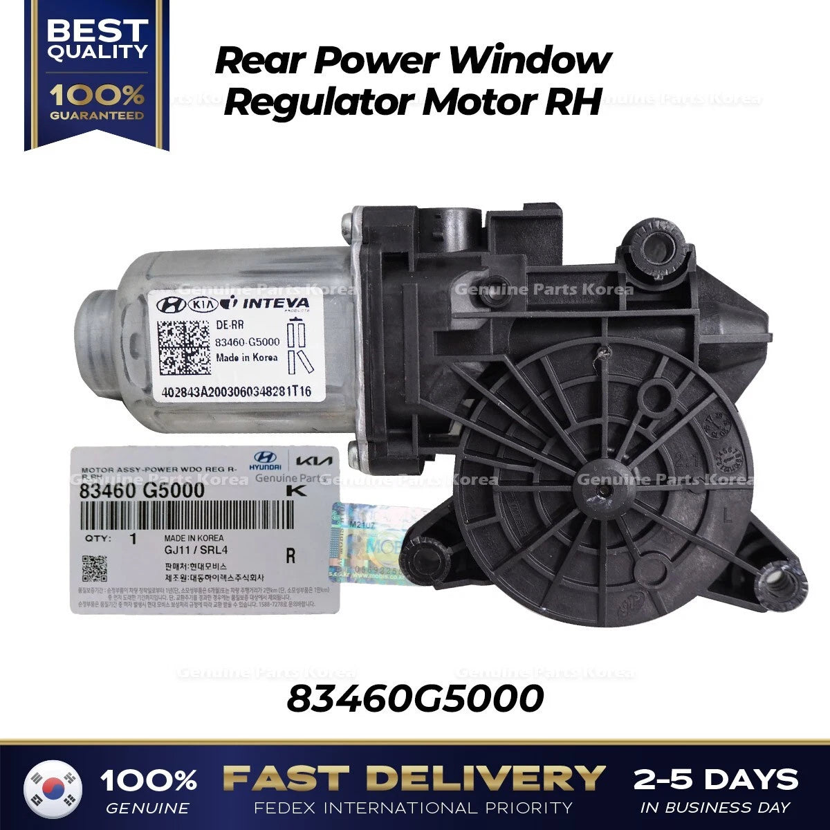 ⭐Genuine⭐ Rear Power Window Regulator Motor RH 83460G5000 for Kia Niro