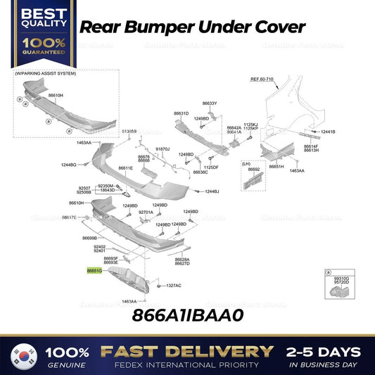 ⭐Genuine⭐ Rear Bumper Under Cover 866A1IBAA0 for Hyundai Elantra N