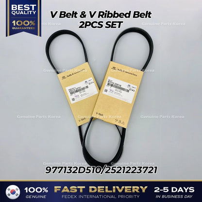 Genuine V Belt & V Ribbed Belt 2PCS SET 977132D510 2521223721 for Kia Sportage