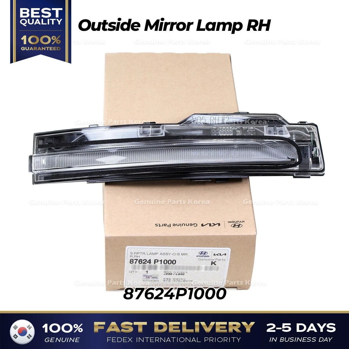 ⭐Genuine⭐ Outside Mirror Lamp RH 87624P1000 for Kia Sportage