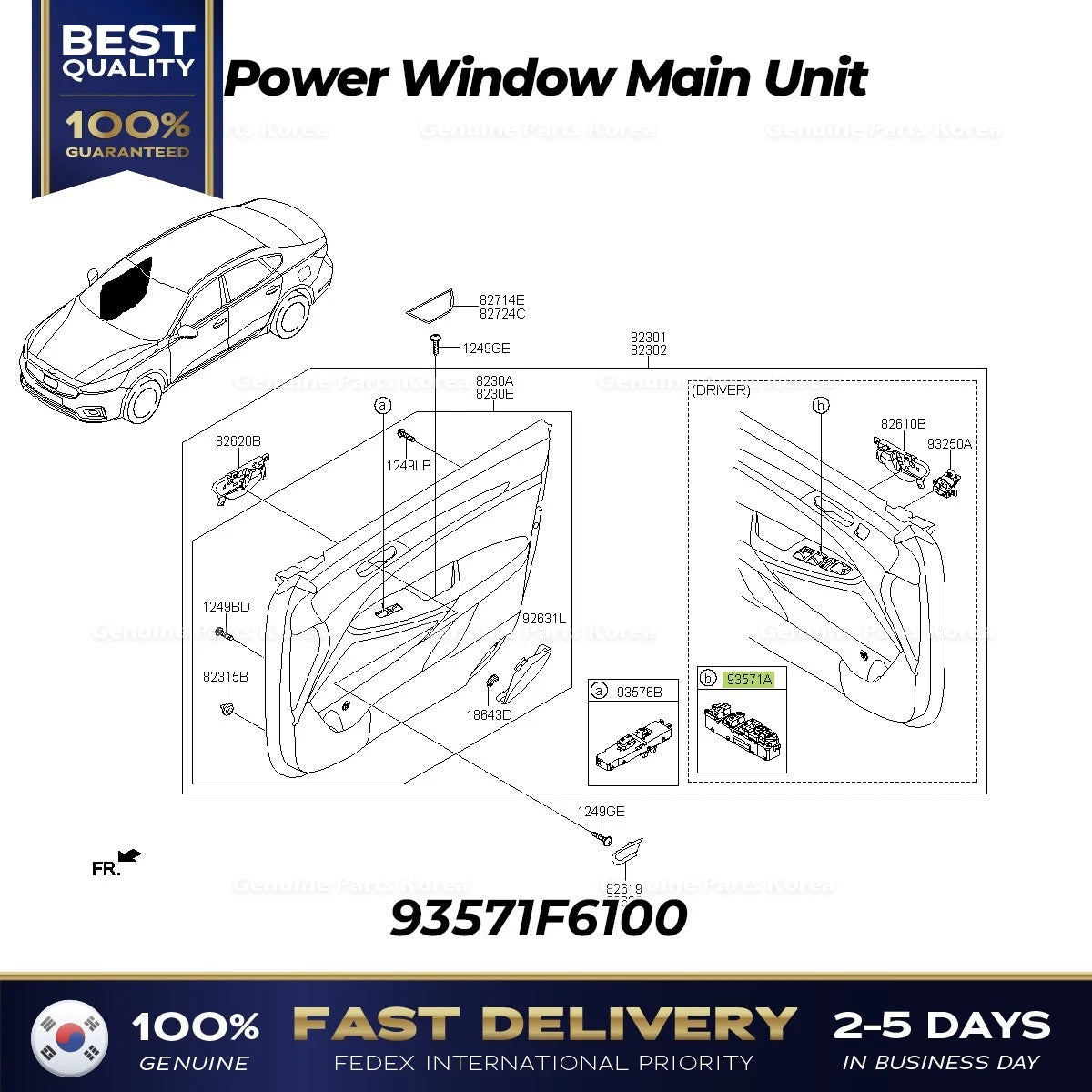 ⭐Genuine⭐ Power Window Main Unit 93571F6100 for Kia Cadenza K7