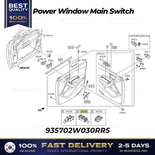 ⭐Genuine⭐ Power Window Main Switch 935702W030RR5 for Hyundai Maxcruz