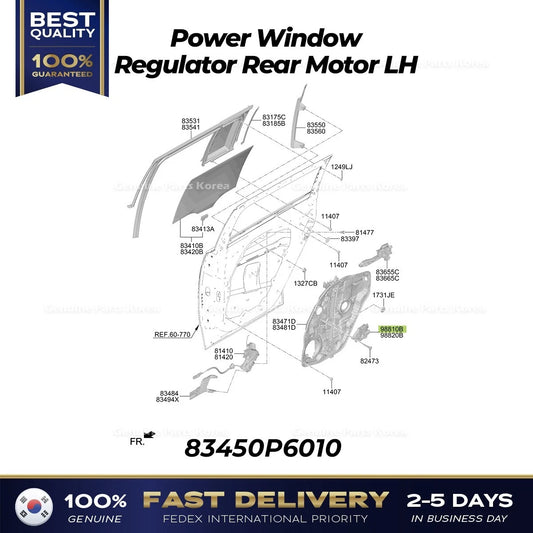 ⭐Genuine⭐ Power Window Regulator Rear Motor LH 83450P6010 for Hyundai Santa Fe