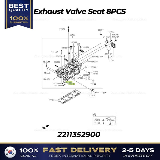 ⭐Genuine⭐ Exhaust Valve Seat 8PCS 2211352900 for Hyundai E-County
