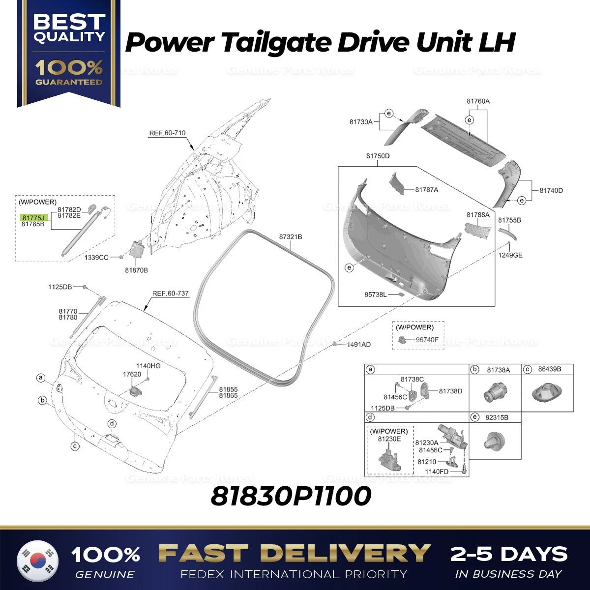 ⭐Genuine⭐ Power Tailgate Drive Unit LH 81830P1100 for Kia Sportage