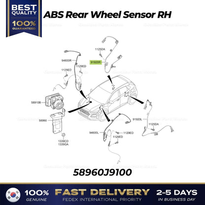 Genuine ABS Rear Wheel Sensor RH 58960J9100 for Hyundai Kona