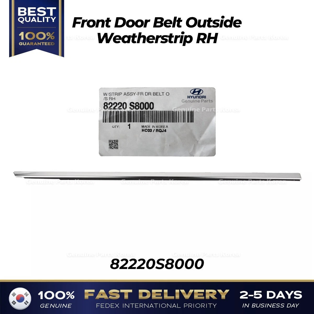 ⭐Genuine⭐ Front Door Belt Outside Weatherstrip RH 82220S8000 for Palisade
