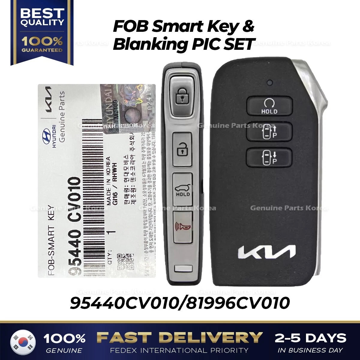 ⭐Genuine⭐ FOB Smart Key & Blanking PIC SET 95440CV010 for Kia EV6