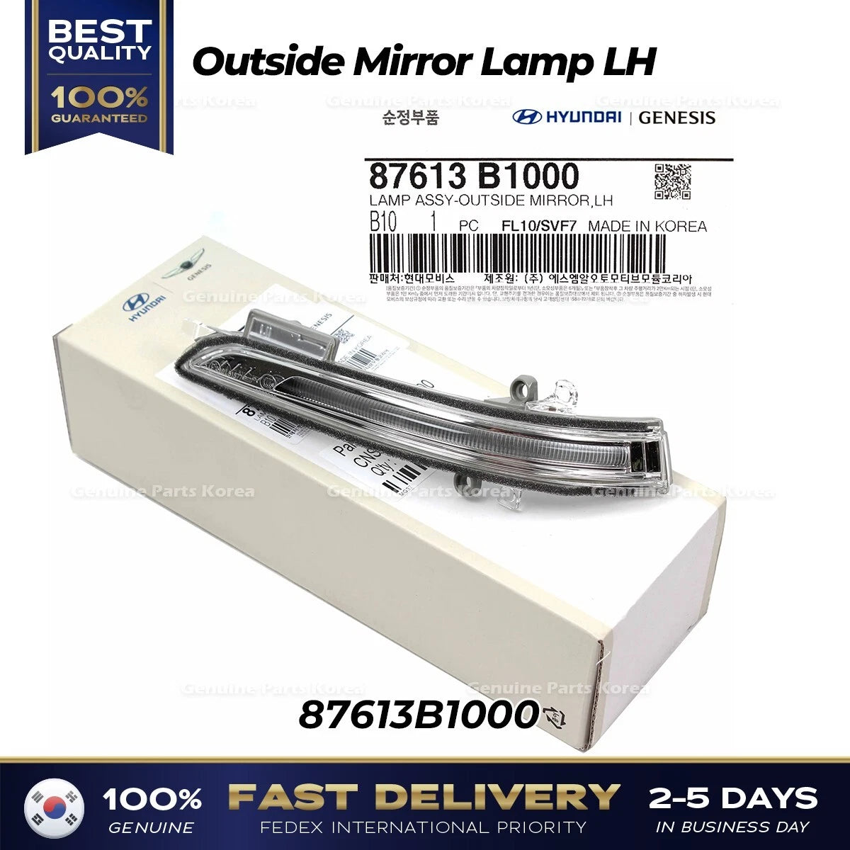 ⭐Genuine⭐ Outside Mirror Lamp LH 87613B1000 for Hyundai Genesis