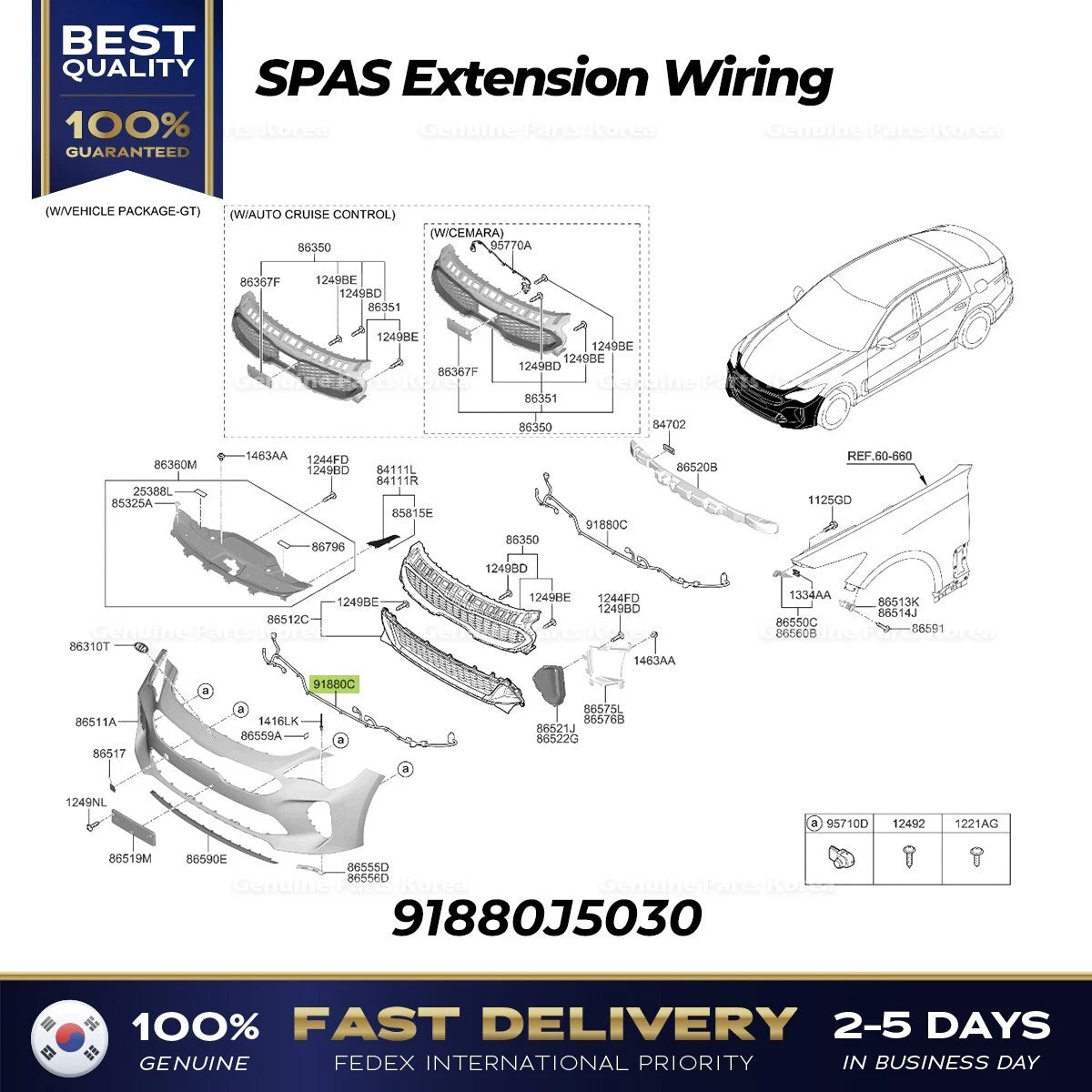⭐Genuine⭐ SPAS Extension Wiring 91880J5030 for Kia Stinger