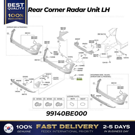 ⭐Genuine⭐ Rear Corner Radar Unit LH 99140BE000 for Hyundai Kona