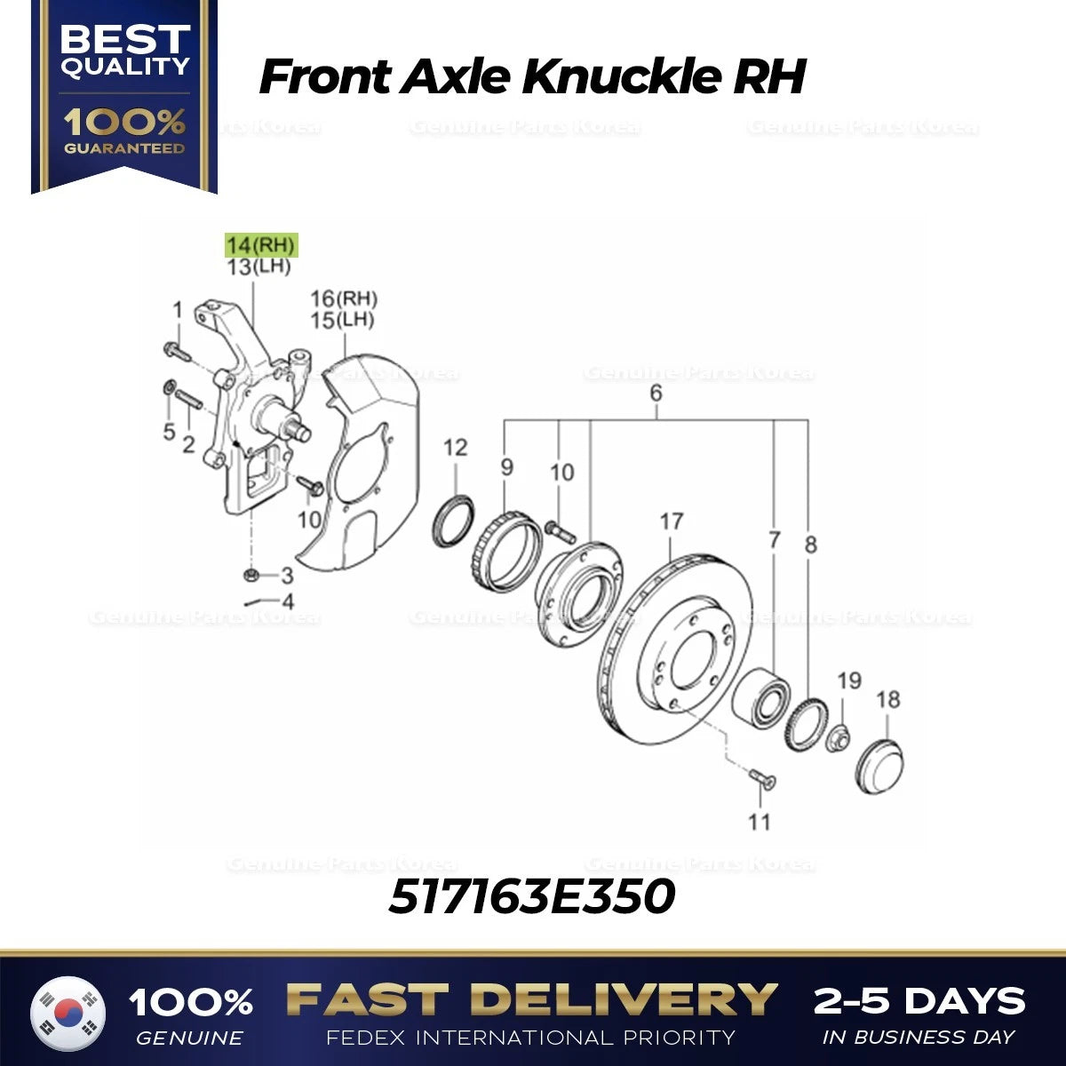 ⭐Genuine⭐ Front Axle Knuckle RH 517163E350 for Kia Sorento