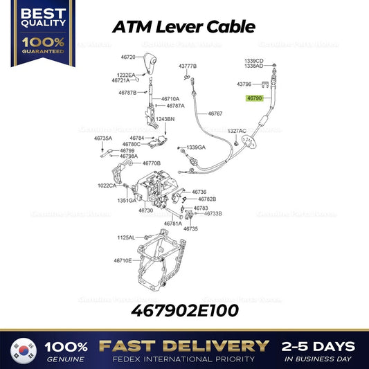 ⭐Genuine⭐ ATM Lever Cable 467902E100 for Hyundai Tucson