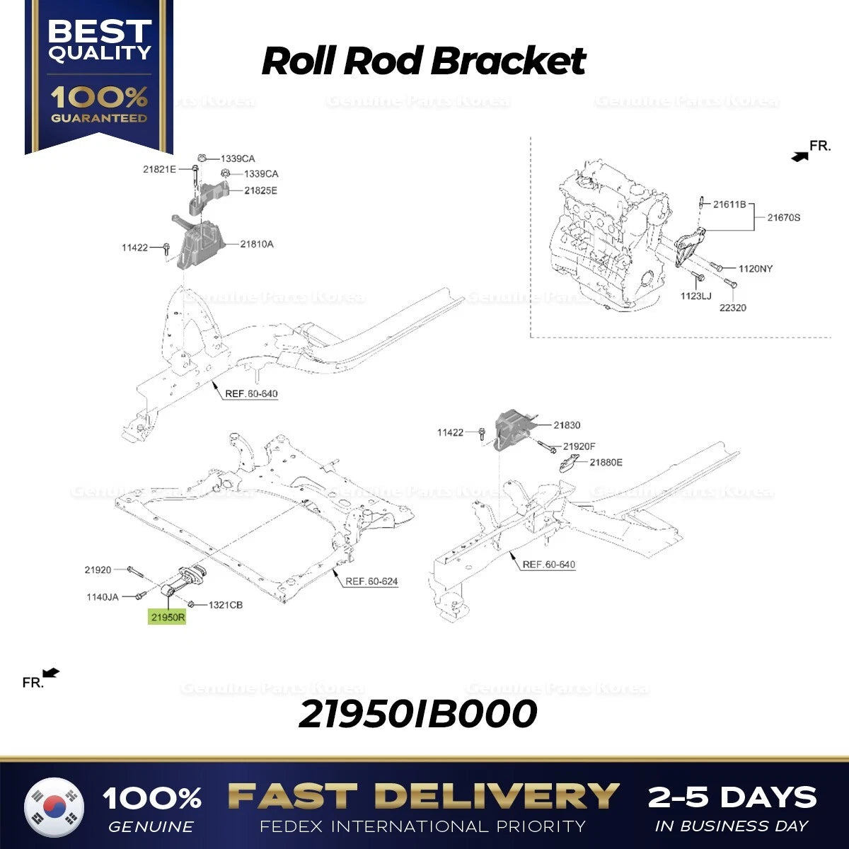 ⭐Genuine⭐ Roll Rod Bracket 21950IB000 for Hyundai Elantra N