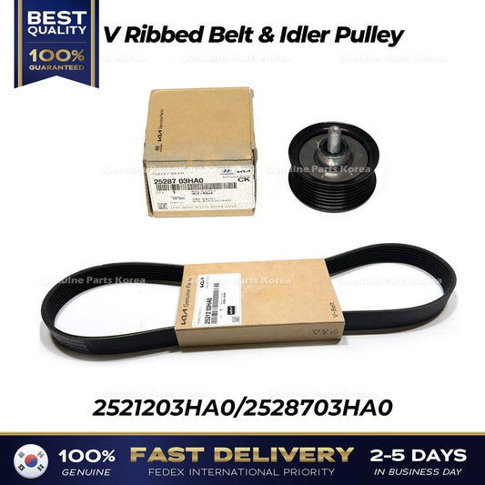 ⭐Genuine⭐ V Ribbed Belt & Idler Pulley 2521203HA0 2528703HA0 for Hyundai Elantra