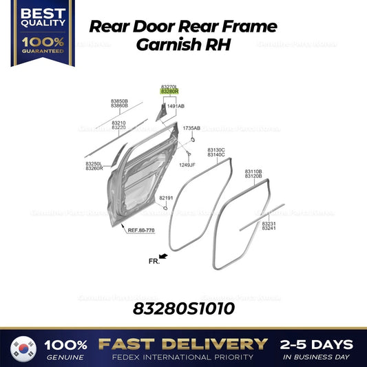 ⭐Genuine⭐ Rear Door Rear Frame Garnish RH 83280S1010 for Hyundai Santa Fe