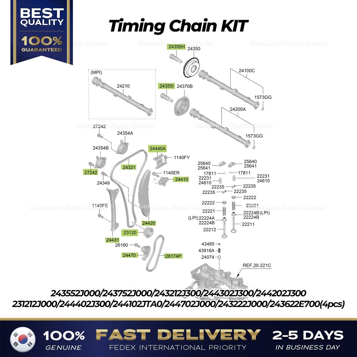 ⭐Genuine⭐ Timing Chain KIT for Hyundai Sonata DN8