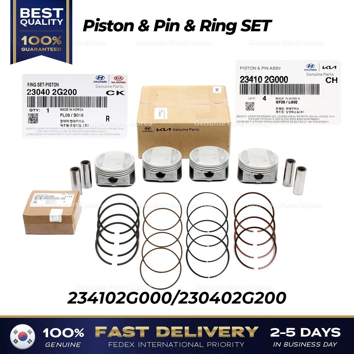 ⭐Genuine⭐ Piston & Pin & Ring SET for Hyundai Tucson Kia Forte