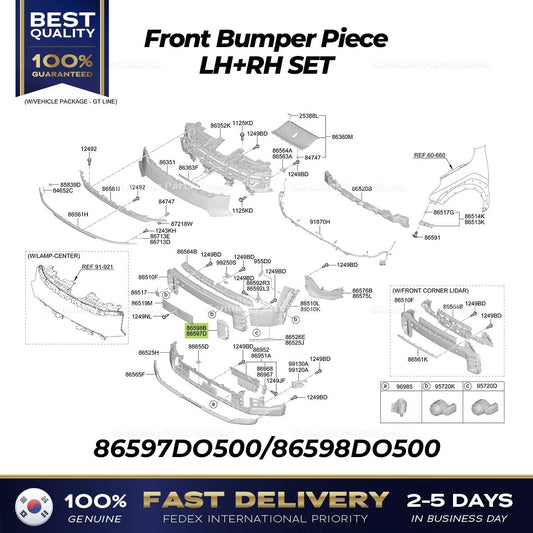 ⭐Genuine⭐ Front Bumper Piece LH RH SET 86597DO500 86598DO500 for Kia EV9