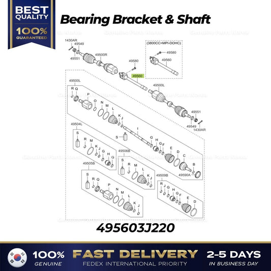 ⭐Genuine⭐ Bearing Bracket & Shaft 495603J220 for Hyundai Veracruz