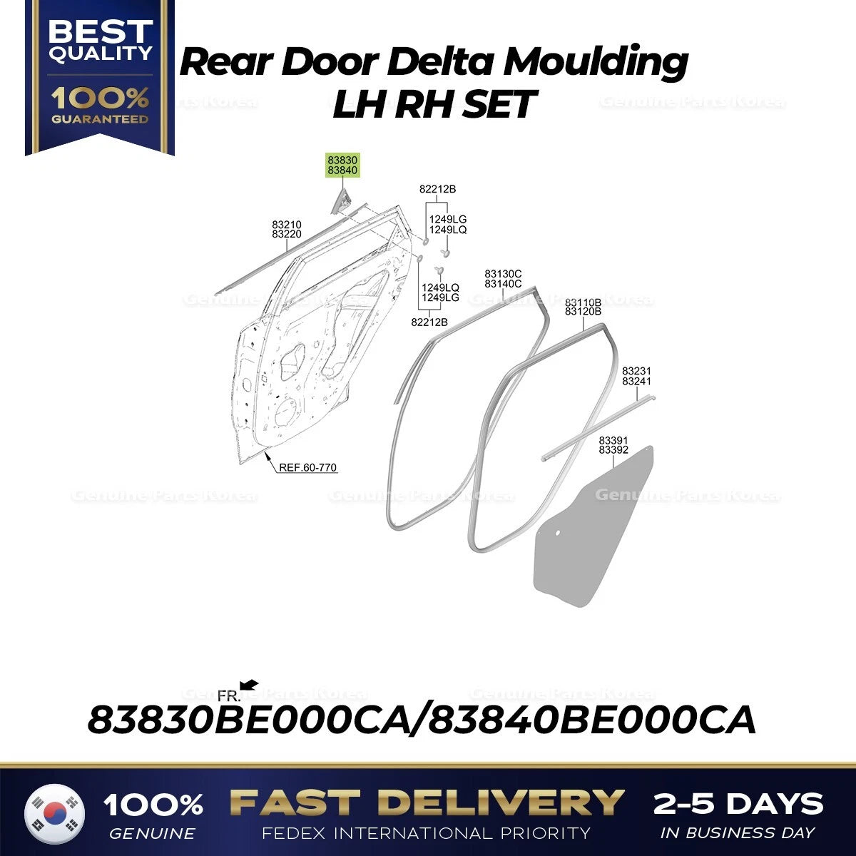 ⭐Genuine⭐ Rear Door Delta Moulding LH RH SET for Hyundai Kona