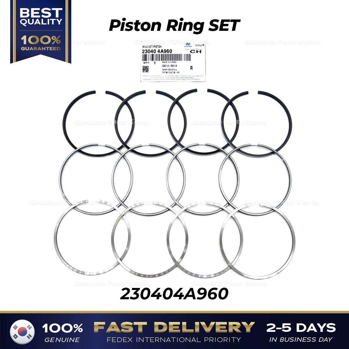 ⭐Genuine⭐ Piston Ring SET 230404A960 for Hyundai H1 H300 I800 H100