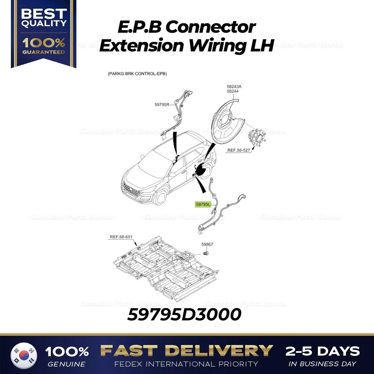 ⭐Genuine⭐ E.P.B Connector Extension Wiring LH 59795D3000 for Hyundai Tucson