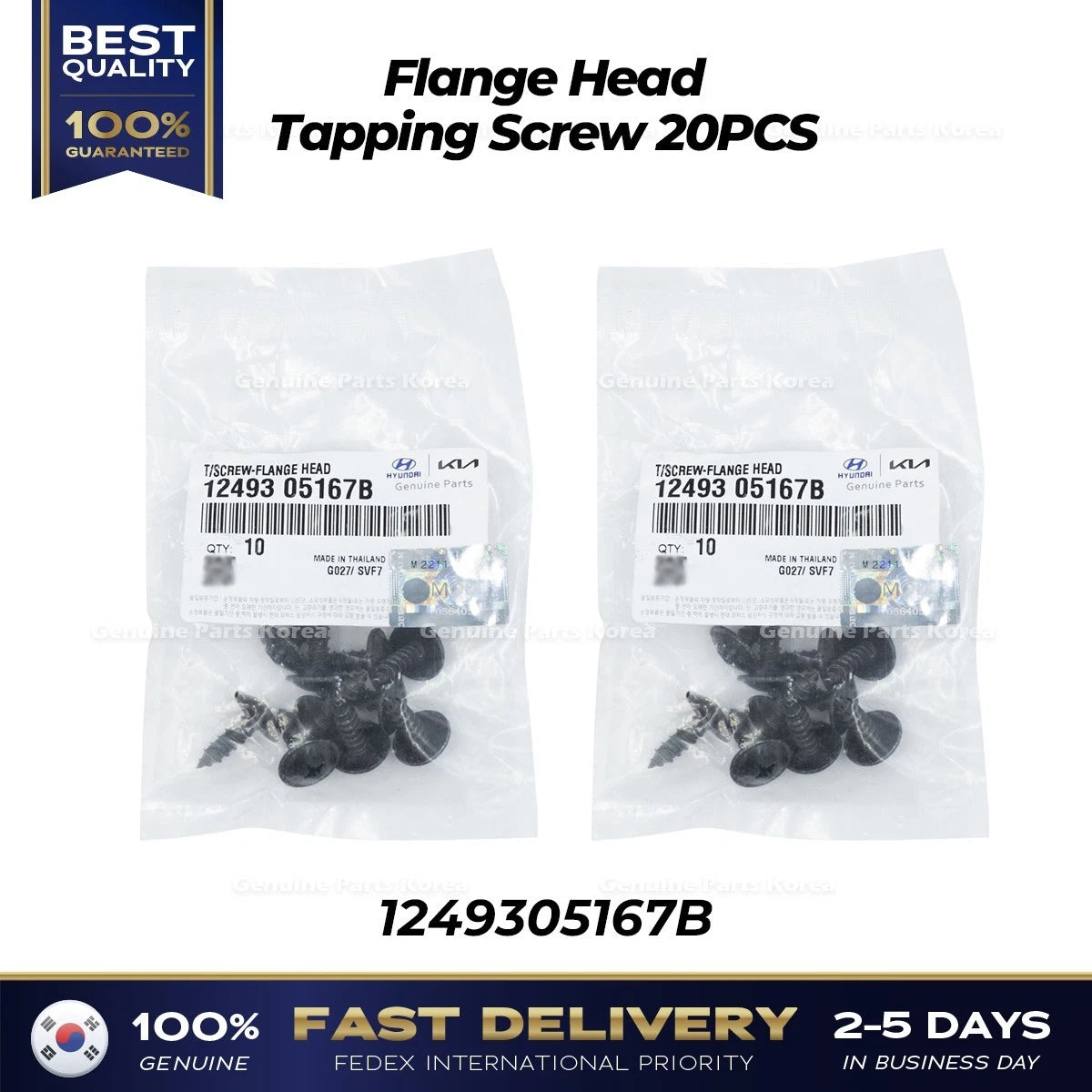 ⭐Genuine⭐ Flange Head Tapping Screw 20PCS 1249305167B for Hyundai Kia