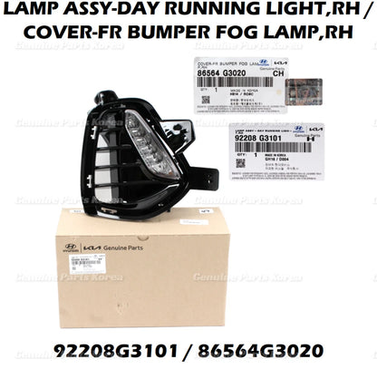 OEM DRL Fog Lamp & Cover RH 92208G3101 & 86564G3020 2P for Hyundai ElantraGT