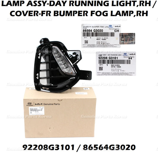 ⭐OEM⭐ DRL Fog Lamp & Cover RH 92208G3101 & 86564G3020 2P for Hyundai ElantraGT