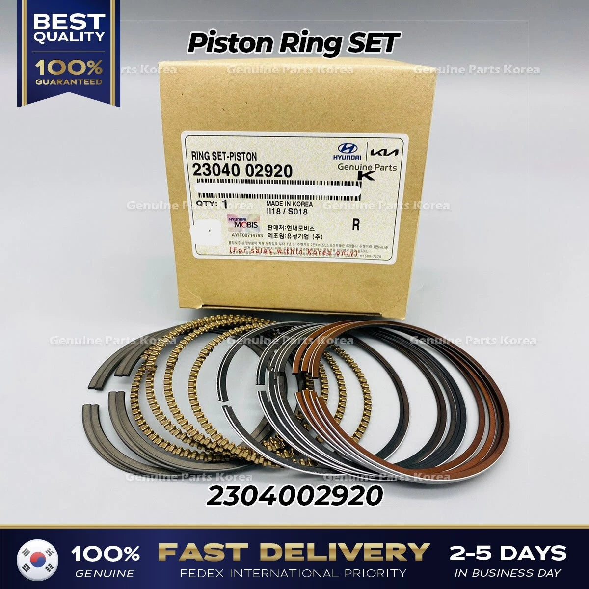 ⭐Genuine⭐ Piston Ring SET 2304002920 for Hyundai Getz Kia Picanto