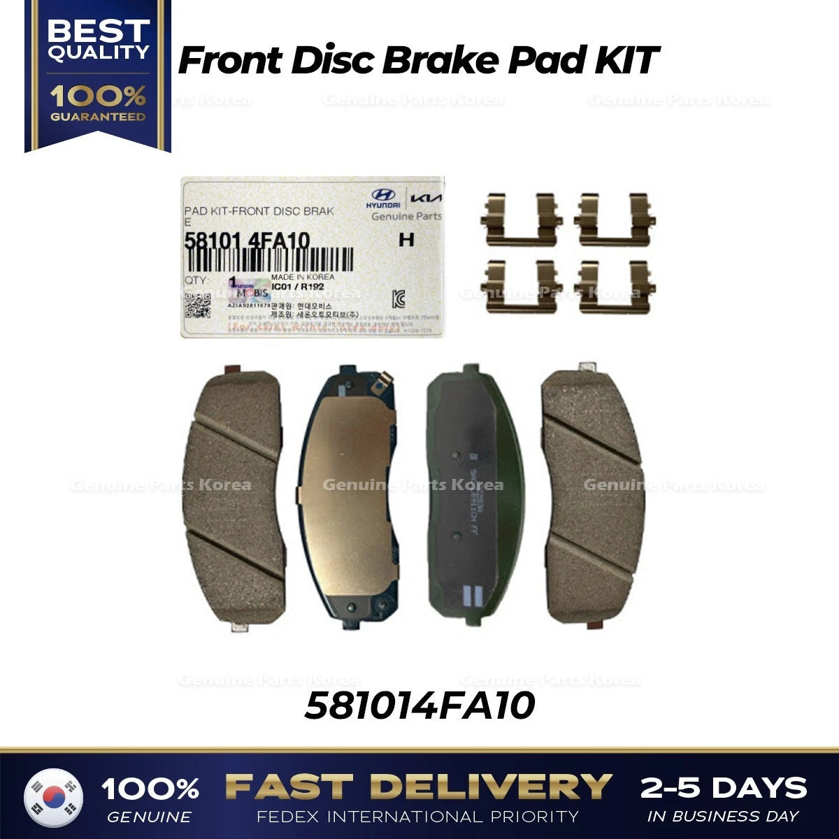 ⭐Genuine⭐ Front Disc Brake Pad KIT 581014FA10 for Hyundai Porter II