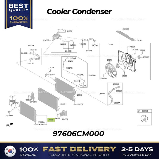 ⭐Genuine⭐ Cooler Condenser 97606CM000 for Hyundai Kona Hybrid