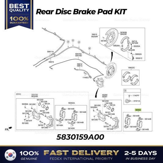 ⭐Genuine⭐ Rear Disc Brake Pad KIT 5830159A00 for Hyundai H350