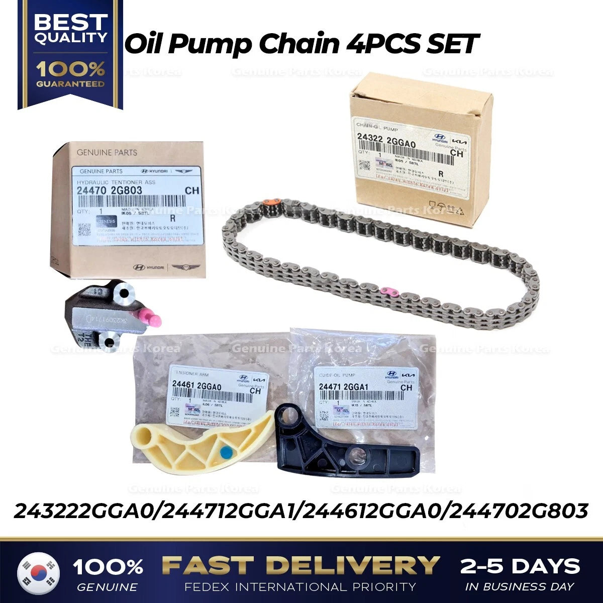 ⭐Genuine⭐ Oil Pump Chain 4PCS KIT for Hyundai Elantra N Kona N Kia Optima