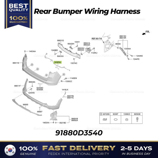 ⭐Genuine⭐ Rear Bumper Wiring Harness 91880D3540 for Hyundai Tucson