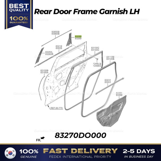 ⭐Genuine⭐ Rear Door Frame Garnish LH 83270DO000 for Kia EV9