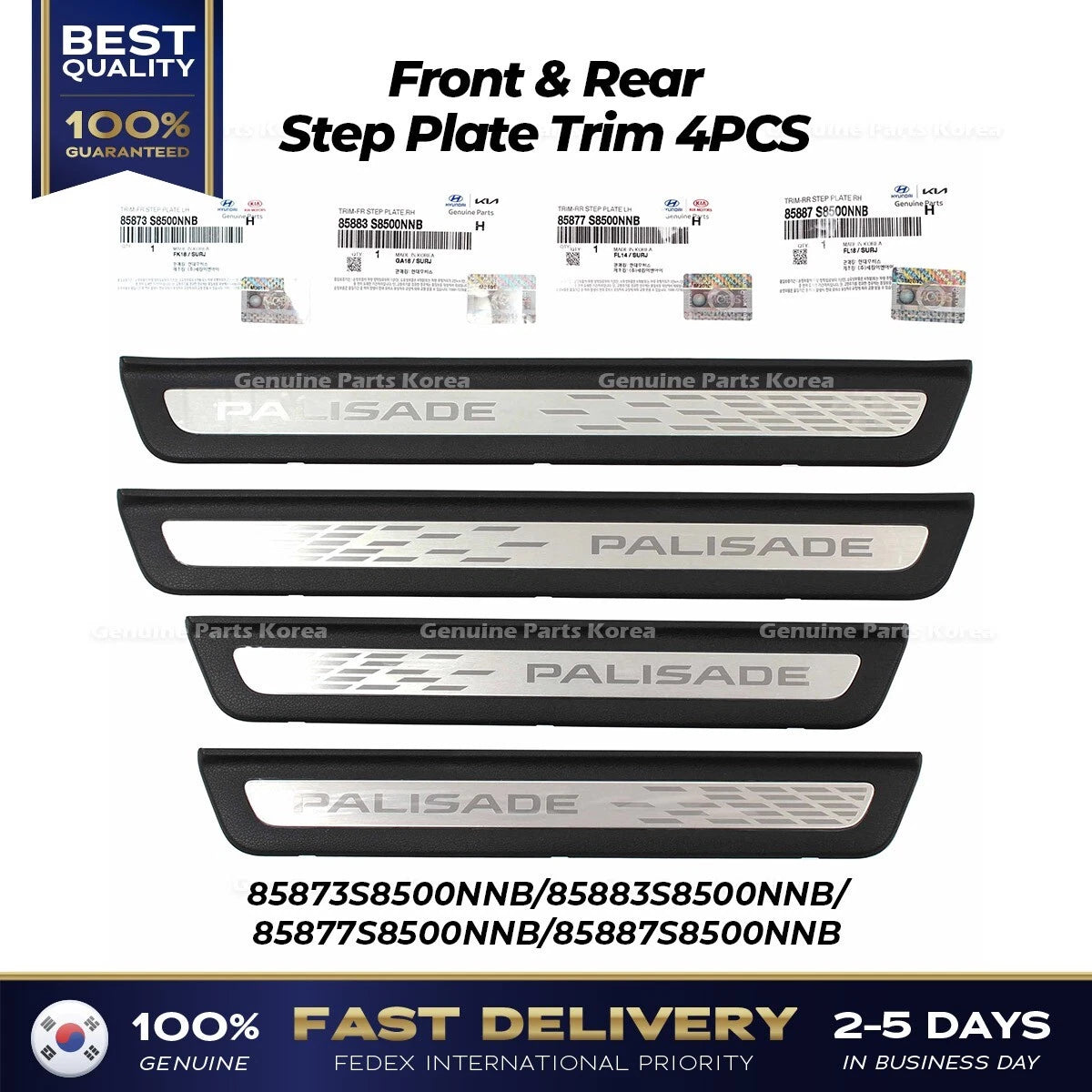 ⭐Genuine⭐ Front & Rear Step Plate Trim 4PCS for Hyundai Palisade