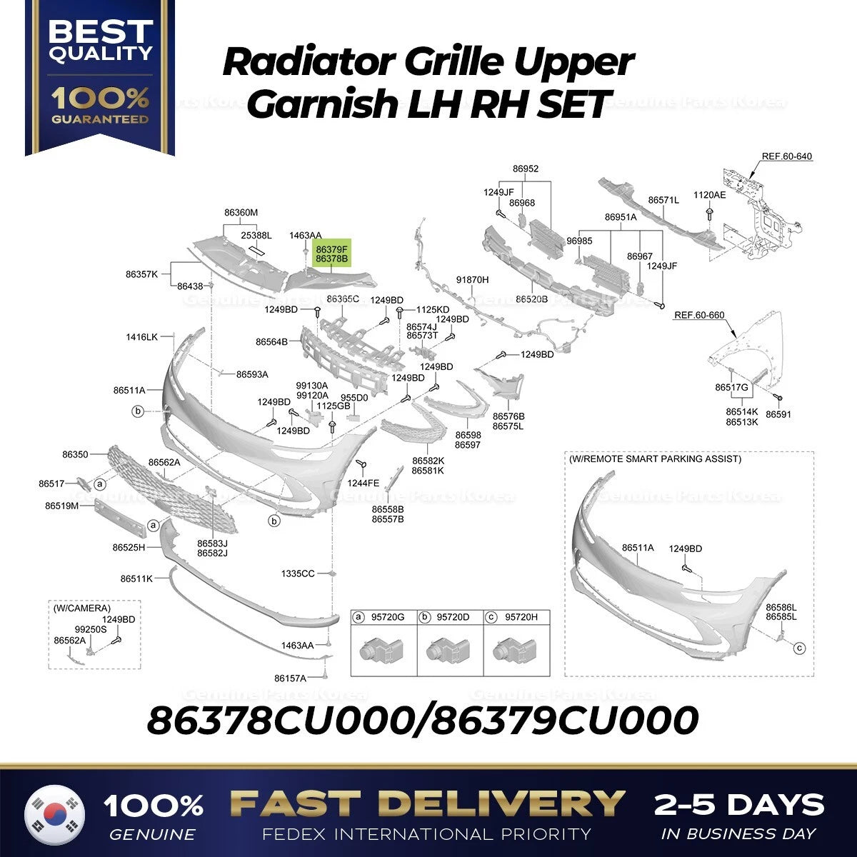 ⭐Genuine⭐ Radiator Grille Upper Garnish LH RH SET for Hyundai Genesis GV60