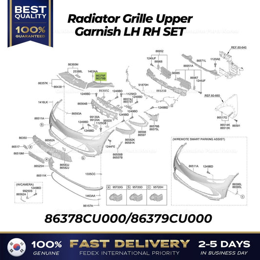 ⭐Genuine⭐ Radiator Grille Upper Garnish LH RH SET for Hyundai Genesis GV60