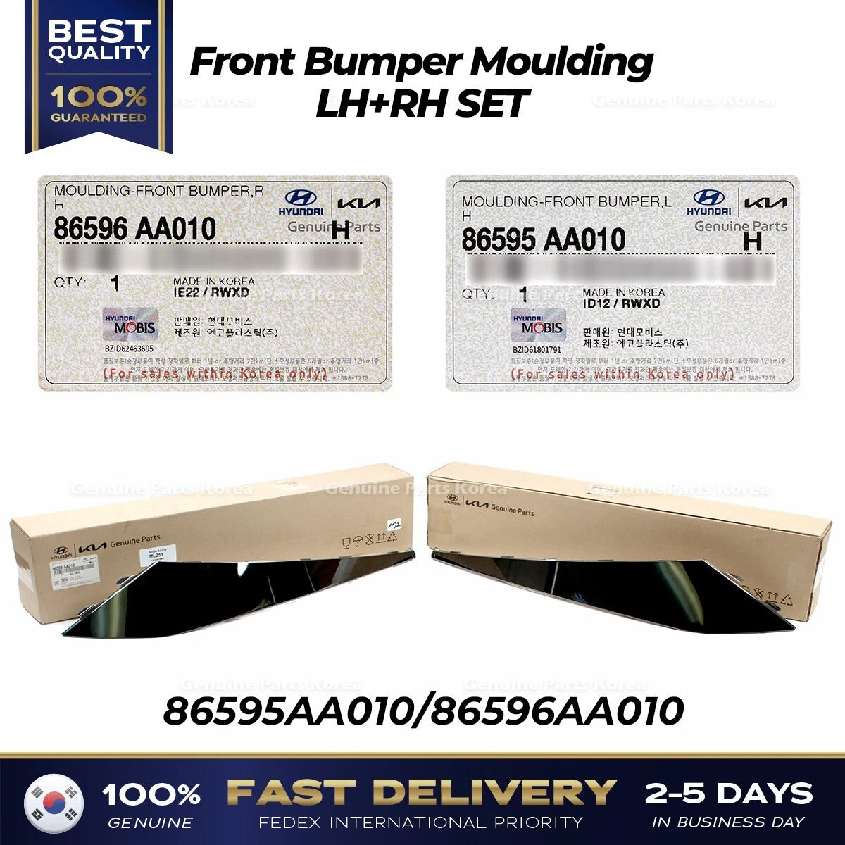 ⭐Genuine⭐ Front Bumper Moulding LH RH SET for Hyundai Elantra
