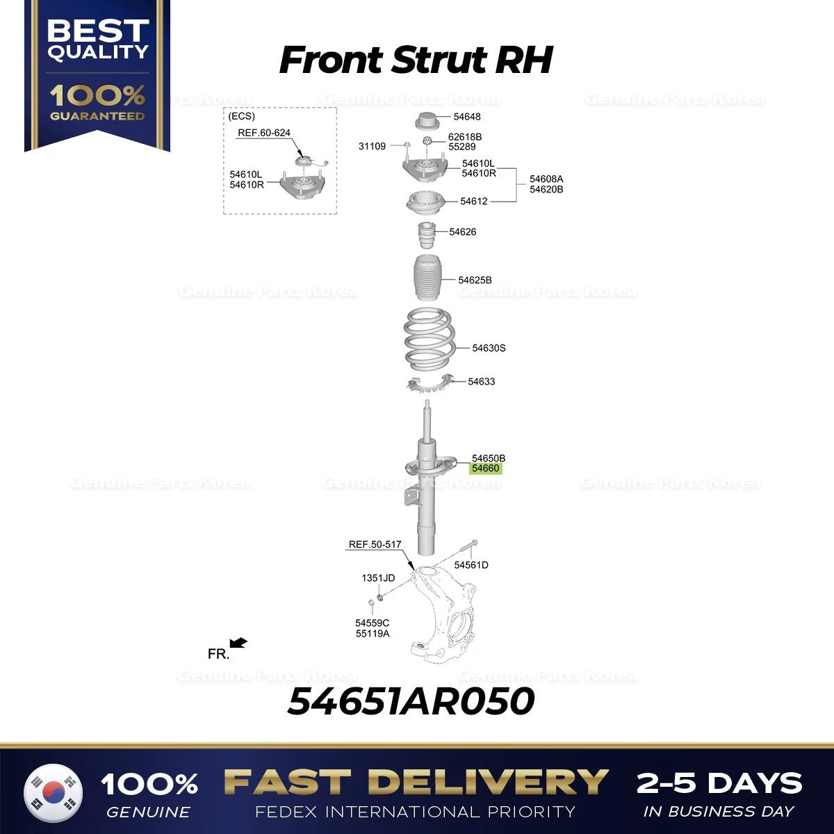 Genuine Front Strut RH 54651AR050 for Hyundai Genesis GV70