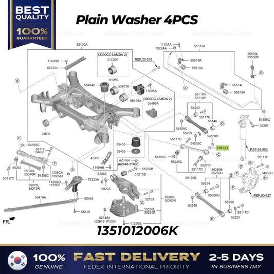 ⭐Genuine⭐ Plain Washer 4PCS 1351012006K for Hyundai Kia