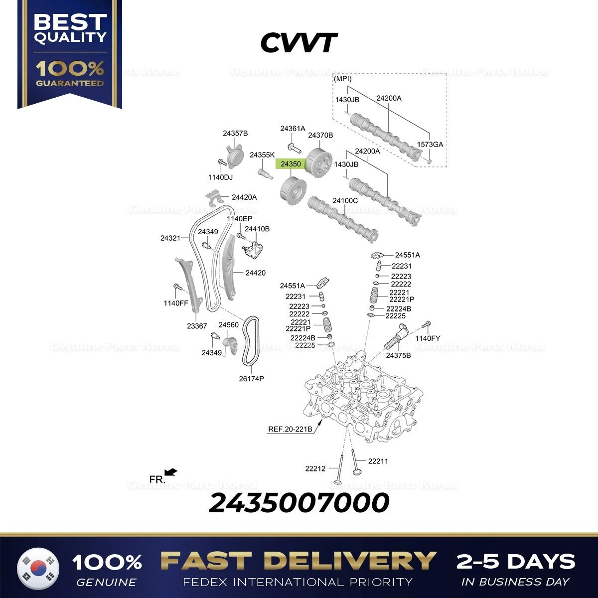 ⭐Genuine⭐ CVVT 2435007000 for Hyundai Casper Kia Picanto