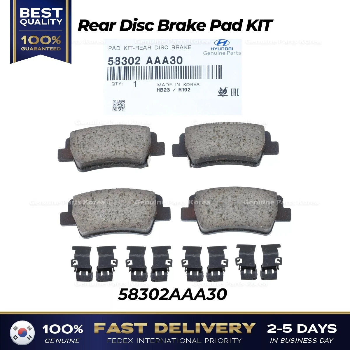 ⭐Genuine⭐ Rear Disc Brake Pad KIT 58302AAA30 for Hyundai Elantra