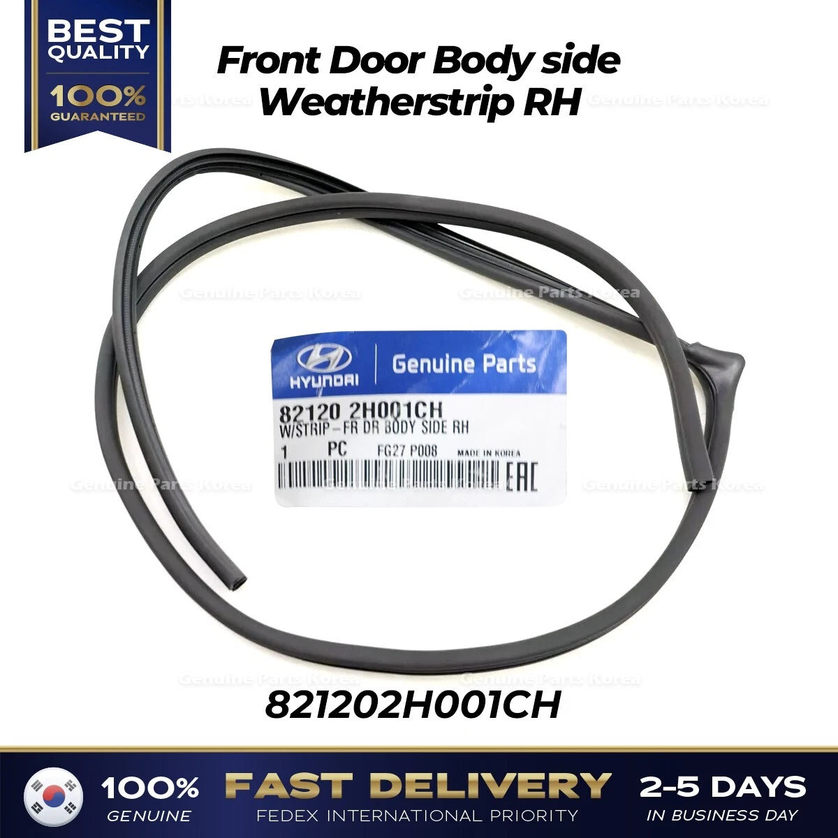 ⭐Genuine⭐ Front Door Body side Weatherstrip RH 821202H001CH for Hyundai Elantra