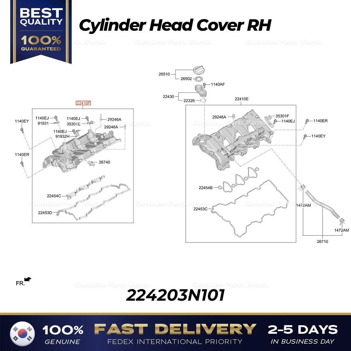 ⭐Genuine⭐ Cylinder Head Cover RH 224203N101 for Hyundai Genesis G80 G90